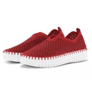 Ilse Jacobsen Tulip 3373 Platform Deep Red Slip-on Women's EU Size 39